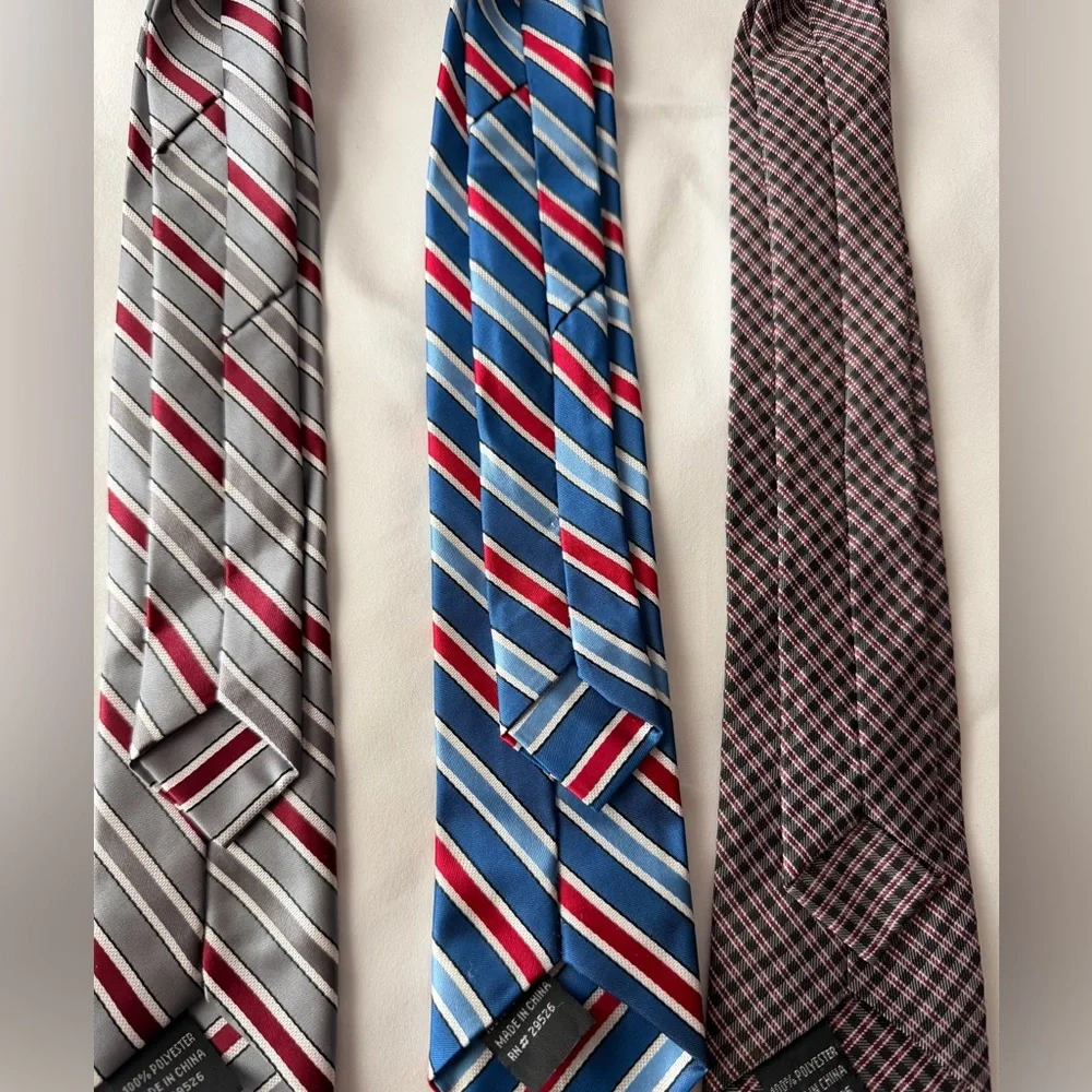 Elegant Striped and Checkered Ties Set Clip on ties